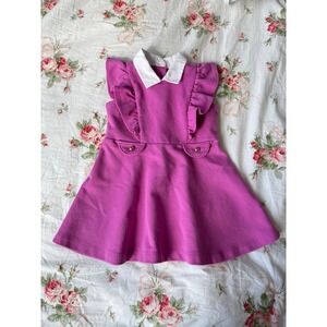 Janie and Jack Magenta Ruffle Ponte Dress 12-18M Preppy Peter Pan Collar Spring